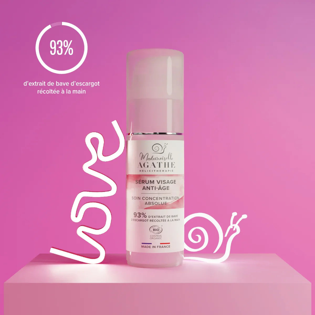 Sérum anti-age à la bave d'escargot certifié bio - rides & ridules - 30ml - Mademoiselle Agathe