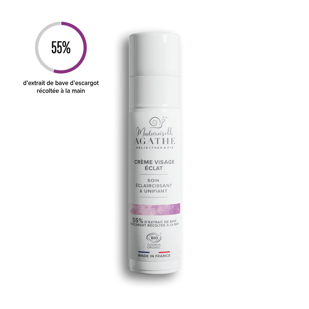 Crème éclat à la bave d'escargot bio - éclaircissant & unifiante - 50ml - Mademoiselle Agathe