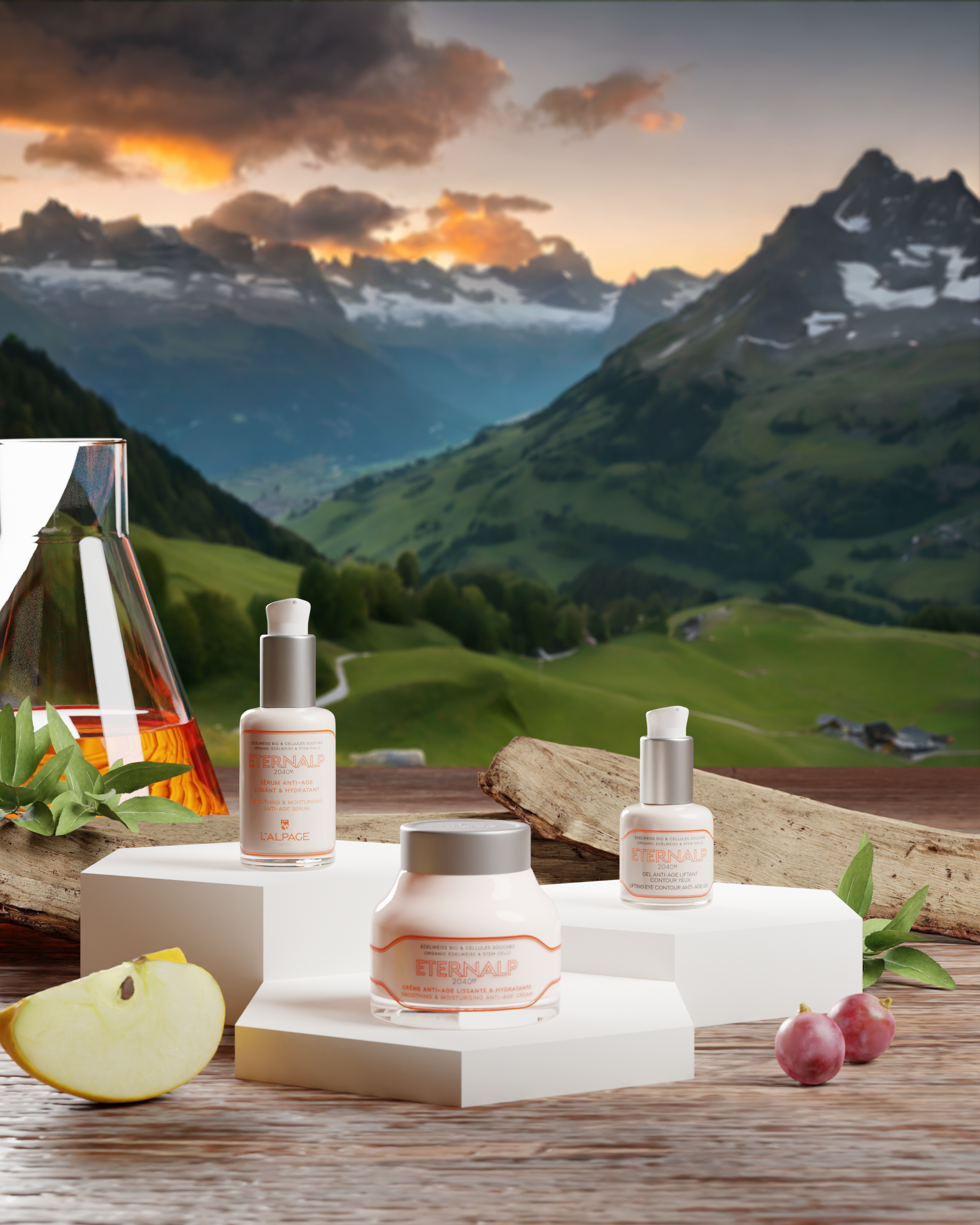 Coffret Cadeau Crème Anti-Age + Sérum Anti-Age + Gel Contour des Yeux Anti-Age ETERNALP 2040m